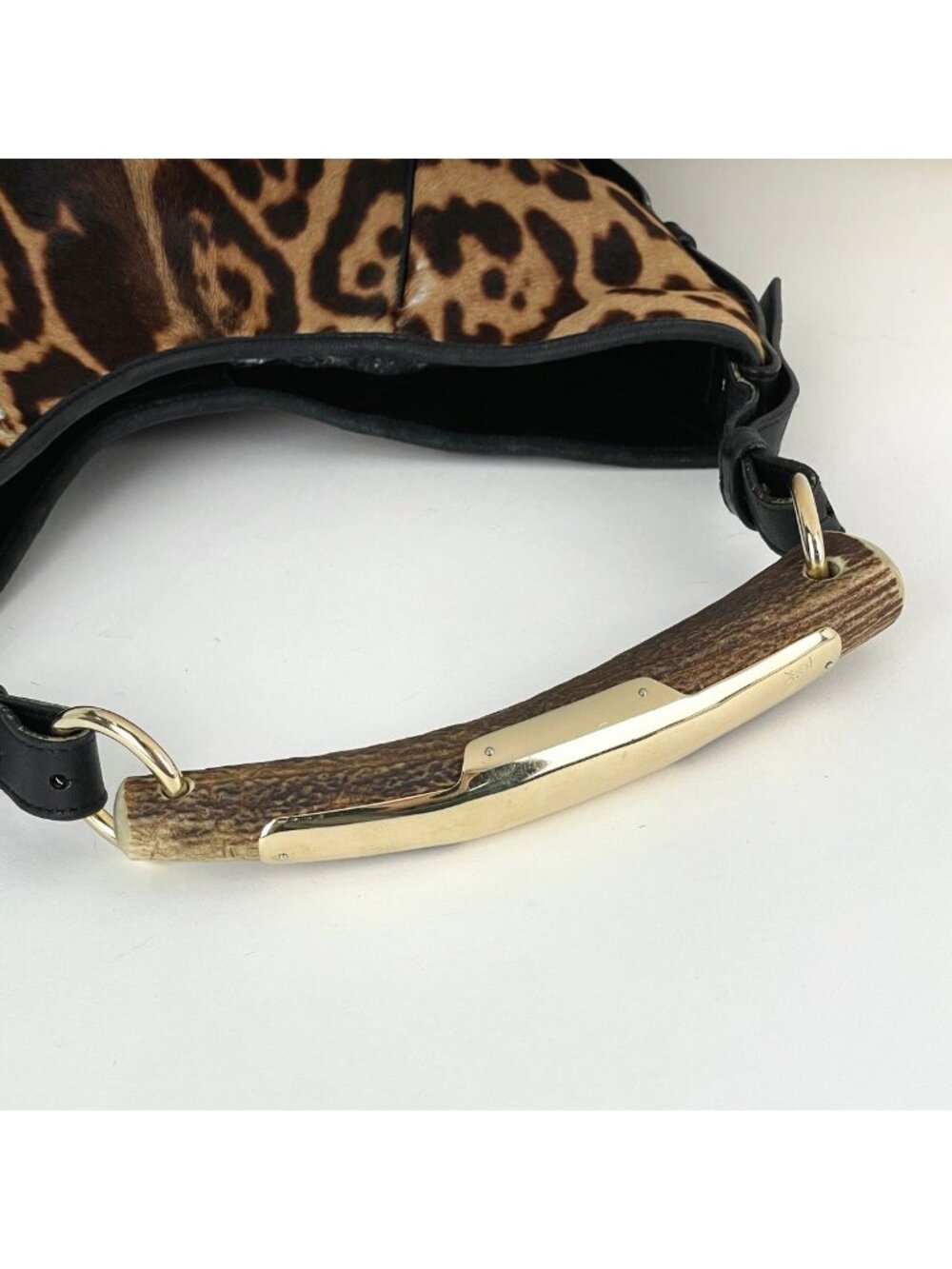 ★SOLD★ Saint Laurent Mombasa Shoulder Bag Leopard Print Halaco Brown - Picture 9 of 10